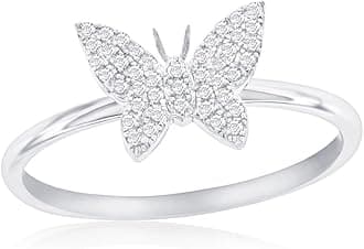 Beaux Bijoux Real Diamond Rings for Women in Sterling Silver - Engagement, Promise Anniversary, Genuine Fine Diamond Rings in Multiple Shapes and Styles