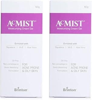 Acmist Moisturizing Cream Gel for Oily & Acne-Prone Skin | Oil-Free, Non-Comedogenic, Quick Absorbing & Makeup Friendly | With Vitamin E, Aloe Vera & Squalane | For Men, Women & Teens | 50g Pack 2