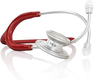 MDF Instruments, MD One Stainless Steel Stethoscope, Adult, Burgandy Tube, Silver Chestpieces-Headset, MDF77717
