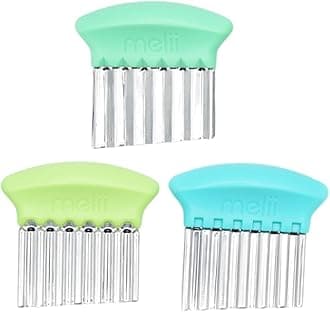 melii Stainless Steel Crinkle Cutters, 3 Pack Wavy Knives with Different Blades, Perfect for Cutting Vegetables, French Fries, Sandwiches, Fruits, Great Tool for Baby Led Weaning - Blue, Mint, Lime