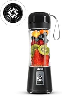 Portable Blender - Cordless 13oz. Personal Blender for Shakes and Smoothies, Licuadora, BPA Free, USB-C Rechargeable, Mini juicer for Travel, Leakproof, Juicer Cup, Ice Crush (Black)