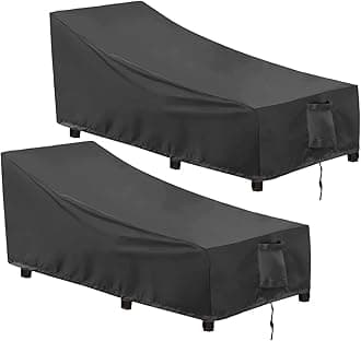 Outdoor Waterproof Patio Chaise Lounge Chair Cover - UV Resistant Lounger Covers Heavy Duty Weatherproof Patio Sofa Furniture Covers, 2 Packs, 68Wx30Dx30H Inches, Black