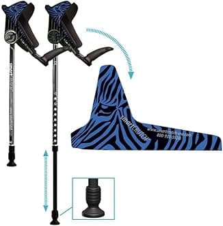 smartCRUTCH Zebra Series Custom Forearm Crutches for Adults, Multiple Colors, Adjustable Forearm Rotates 15-90 Degrees - Heights 4'4" to 6'4" - 265 lbs Non Weight Bearing