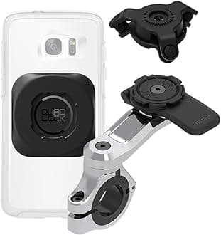 Quad Lock Handlebar Motorcycle Phone Mount PRO Chrome Kit with Vibration Dampener and MAG Universal Adaptor
