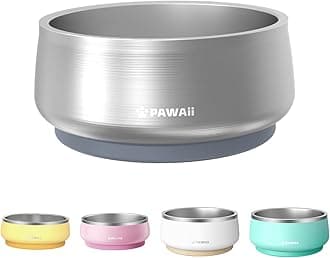 PawaiiDog Bowl, Dog Food Water Bowl with Non-Slip Rubber Base, Metal Insulated Stainless Steel Dog Bowls, Double Wall Dog Bowl for Small Medium Large Dogs, Durable, Dishwasher Safe, 34oz