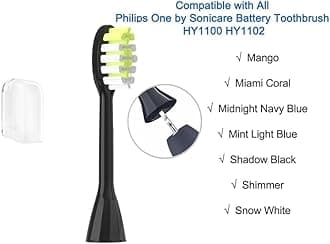 One Series Replacement Toothbrush Heads Pisonicleara Compatible with sonicare Philips One Series BH1022/03 HY1100/02 HY1102 (8-pc) Battery Brush, Mango Snow White Travel Refill (one-Blue)