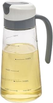MUAC® Glass Oil Bottle with Handle | Free Spot Measuring Oil Dispenser Bottle for Pouring Olive Oil | Vinegar | Soya Sauce etc. (600ml Capacity, Multicolor) Transparent