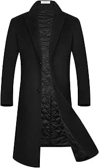 APTRO Men's Luxury Full Length Trench Coat Long Wool Overcoat Winter Windbreaker