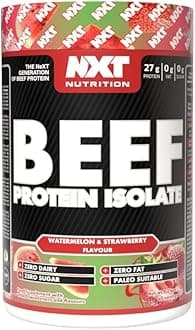 Beef Protein Isolate Powder - Protein Powder High in Natural Amino Acids - Paleo, Keto Friendly - Dairy and Gluten Free - Muscle Recovery | 1.2kg (Watermelon and Strawberry)
