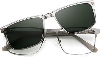 BauhausMagnetic Clip on Sunglasses for Men & Women Polarized UV Protection Retro Square Eyeglasses Fit Over Night Driving