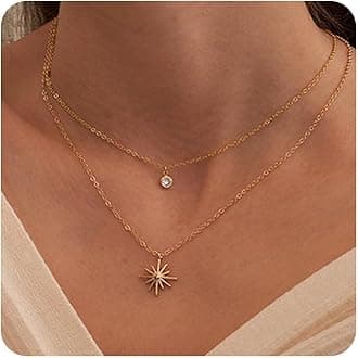 Tewiky Dainty 14k Gold Plated/Silver Cubic Zirconia Necklaces for Women, Simple CZ Jewelry Necklaces Trendy Gifts