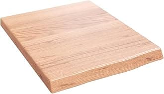vidaXL Light Brown Solid Oak Wood Bathroom Countertop - Multi-Purpose, Handmade with Live Edge, Varnished & Durable, Supports 44.1lb