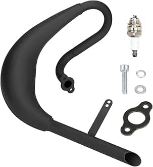 FVRITO Performance Exhaust Muffler Expansion Chamber Pipe Silencer Gasket for 2 Stroke 50cc 66cc 80cc Engine Gas Motorized Bicycle Motor Bike Black