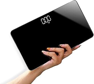 Arabest Mini Travel Bathroom Scale, LCD Hidden Screen USB Charging Mirror Scales, Portable Body Digital Weight Scale, Travel Scale for Body Weight Room Temperature Measurable (Black)