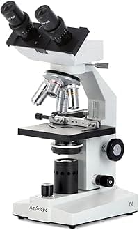 AmScope B100B-MS Compound Binocular Microscope, 40X-2000X Magnification, Brightfield, Tungsten Illumination, Abbe Condenser, Mechanical Stage