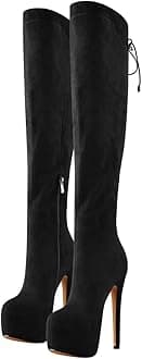 Women's Over The Knee Pull On Buckle Stiletto Heeled Lace Up Boots