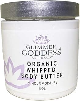 Glimmer GoddessOrganic Whipped Body Butter- Morrocan Mint, Vegan, 24 Hr Hydration, Less Stretch Marks, All Skin Types, Child-Safe, Organic, 8 oz