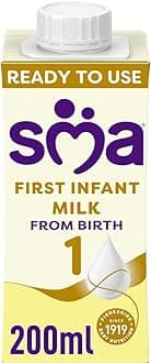 SMA First Infant Baby Milk, Pro from Birth, Ready to Use, Liquid Formula Milk, 200 ml (Pack of 12), Packaging May Vary