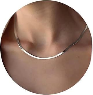 DEARMAY14K Gold Necklaces for Women, Dainty Layered Gold Herringbone Choker Necklace for Women Thin Chunky Snake Chain Necklaces Jewelry for Teen Girl Gifts, Sterling Silver, Cubic Zirconia