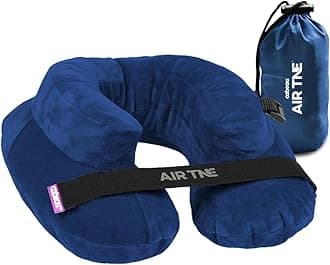 Cabeau Air TNE Inflatable Travel Neck Pillow Lightweight Inflatable Core, Customized Fit, Adjustable Chin Strap, with Compact Carrying Case for Comfort On-The-Go (Royal Blue)