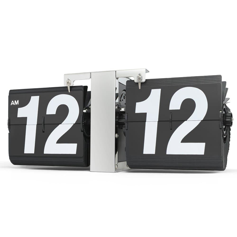 Betus Retro Style Flip Desk Shelf Clock - Classic Mechanical-Digital Display Battery Powered - Home & Office Decor 14 x 5.5 x 3.5 Inches