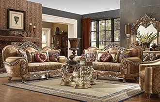 Pasquale Formal Wood Trim Sofa, Love Seat and Chair Set