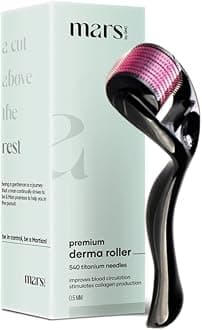 mars by GHC 0.5mm Derma Roller: 540 Titanium Micro Needles for Hair Growth & Beard Care | Minimize Hair Fall, Boost Follicle Stimulation | User-Friendly, Safe & Effective (Pack Of 1)