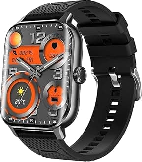 Hcosmy Smartwatch, Blood Glucose Smart Watch for Men Women, Big Screen Health Fitness Watches with Sleep/Blood Pressure/Health Monitor Pedometer, Smartwatch for iOS Android Phones (Black)