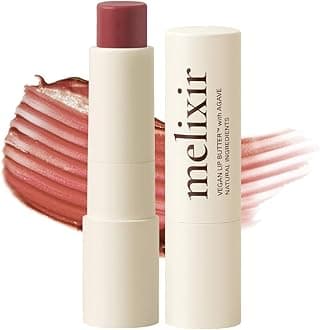 Melixir Vegan Lip Butter (12 Colors), Hydrating Tinted Lip Balm Stick, Bee-Free, Petrolatum-Free, Plant-Based, Moisturizes Dry & Chapped Lips With Shea Butter, Sheer, Natural Finish - #02 Nudy Rose