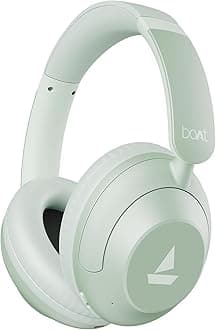 Boat Rockerz 650 Pro, Touch/Swipe Controls, Dolby Audio, 80Hrs Battery, 2Mics ENx, Fast Charge, App Support, Dual Pair, Bluetooth Over Ear Headphones with Mic (Sage Green)