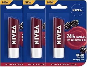 Nivea Lip Balm, Fruity Berry Shine, 4.8g (Pack of 3)