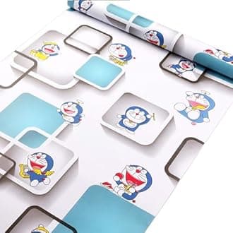 Oren Empower Self-Adhesive Cartoon Characters Doraemon Wallpaper Blue | Waterproof PVC Vinyl Peel & Stick Wall Covering for Kids Room, Bedroom, Dining Hall & Master Room | Easy DIY Fun 45x330 cm