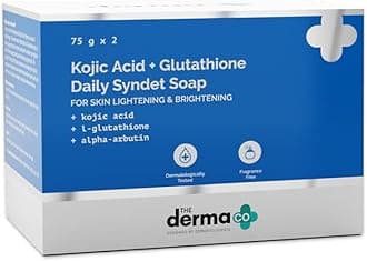 Kojic Acid + Glutathione Daily Syndet Brightening Soap with Alpha Arbutin for Pigmentation, Skin Lightening & Brightening | Fragrance-Free, For Men & Women | 75g x 2 (Pack of 2)