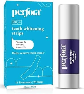 Perfora Teeth Whitening Combo | Purple Serum - 30ml & Teeth Whitening Strips - 14 Treatment | Enamel-Safe & Sensitivity-Free Teeth Whitening Oral Care Formula For Tooth Stain Removal | Pack Of 2