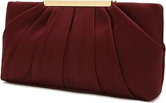 Charming Tailor Clutch Evening Bag Elegant Pleated Satin Formal Handbag Simple Classy Purse for Women (Burgundy)