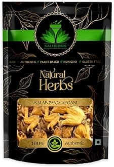 SAI HERBS Salab Punja Afghani - Salab Panja - Salam Panja Afghani - Hatta Haddi - Marsh Orchid - Pure & Natural (100 Grams)