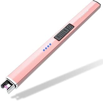 fukkuda Electric Candle Lighter Plasma Arc Lighters Windproof & Flameless with USB Rechargeable Battery Double Safety Switch (Rose Gold)