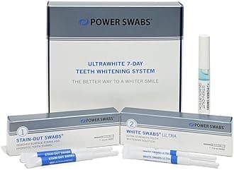 Power Swabs - 7 Day Professional Teeth Whitening Kit - for at Home Use - Easy 5 Minute Teeth Whitening - Dentist Formulated Teeth Whitening Swabs to Remove Stains