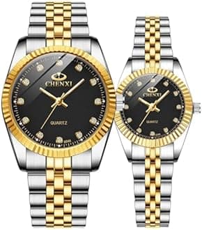 MASTOP Swiss Brand Two Tone Watch Men Women Gold Silver Stainless Steel Waterproof Couple Watches