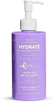 Traya Hydrate Shampoo With Vegan Keratin, Baobab Tree Extract Restores Damaged & Dry Hair, Sulphate & Paraben Free |250 Ml