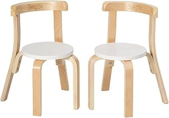 Swegrow Wooden Kids Chair, Toddler Chair for Table, Kids Stackable Chairs, Kid Wooden Furniture for Family/Playroom/Classroom（Set of 2-White）