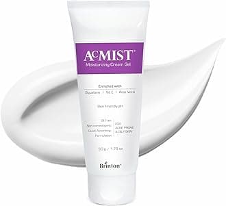 Brinton AcMist Moisturizing Cream Gel for Acne-Prone & Oily Skin | With Vitamin E, Aloe Vera & Squalane | Oil-Free, Non-Comedogenic, Lightweight, Quick Absorbing | 50 g