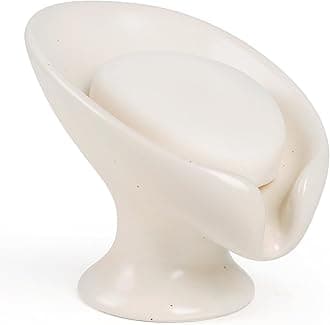 Soap Dish, Self Draining Bar Soap Holder for Bathroom Sink, Leaf Shaped Drainage Ceramic Speckled Soap Dish Porcelain Decorative Soap Dishes, ANTIS'S HOME