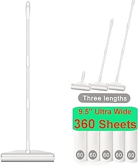 Lint Rollers Large, 9.5" Wide Floor Carpet Cleaner Lint Rollers for Pet Hair Extra Sticky, Pet Hair Remover, Cat & Dog Hair Remover, Lint Remover for Sofa Carpet with 5 Refills Total 360 Sheets
