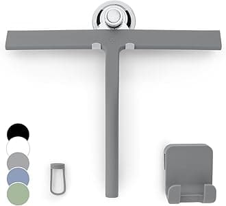 Shower Squeegee, Silicone Squeegee Shower, Hygienic Squeegee for Bathroom, Shower Screen & Window, Bathroom Accessories, 28 cm Shower Squeegee with Holder, No Drilling