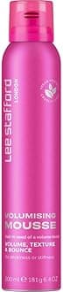Lee Stafford Volumising Hair Mousse | Styling - Add Volume & Texture to Fine Frizzy Hair, Flexible Body Boosting Foam with Strong Hold, Great for Curly Hair, Mega Root Lift, 200 ml