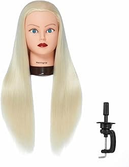 Hairingrid 26"-28" Mannequin Head Hair Styling Training Head Manikin Cosmetology Doll Head Synthetic Fiber Hair and Free Clamp Holder (R71919W61320)