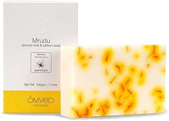 Omved MRUDU Almond Milk and Saffron Ayurvedic Baby Soap - 100% Natural, Vegan & Chemical Free - 100g