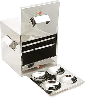 KCL Stainless Steel Trivia Idly Cooker | Idly Streamer Set of 4 Plates | 16 Idli Maker | Gas and Induction Friendly Cookware| Fluffy Idli Maker Pot, 1 liter, Silver