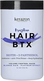 KERAZON Blonde Brazilian Hair BTX Treatment Purple Mask Platinum Effect & Silver Hair Providing Smoothing, Deep Hydration, Anti-Brass, Shine, Softness, Volume And Frizz Control. Salon Size.